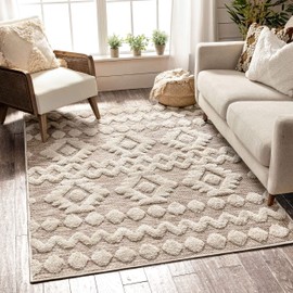 Well Woven Bellagio Chiara Tribal Moroccan Beige High-Low Flat-Weave 7'10" x 10'6" Area Rug