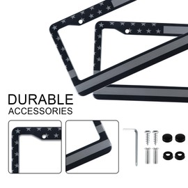 LivTee 2 PCS License Plates Cover, with USA Flag and Fits All Standard 6x12 Inches License Plates, Protect Your Rear and Front License Plate, Black