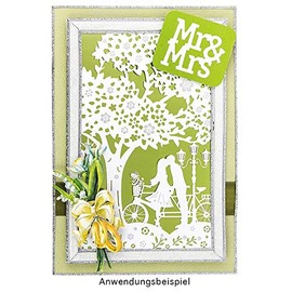 Laser greeting card approx. 12 cm x 18 cm with coloured insert and envelope