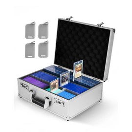 Toploader Storage Box for 3" X 4" 35pt Rigid Card, Trading Card Storage Box Toploader with Combination Lock, Top Loader Card Storage Hard Case, Sports Card Case (Holds 600+ Toploaders, Silver)