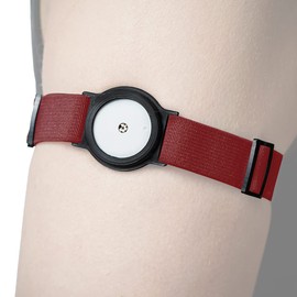 DiaBrothers Freestyle Libre 2 Fixation Strap Holder with Adjustable Bracelet – Holder: Black – Bracelet: Dark Red – Size: M (25-35 cm)