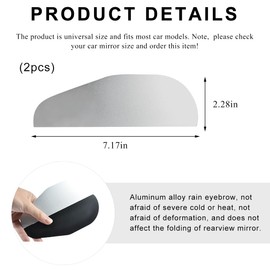 SHMZK 2 PCS Mirror Rain Visor Eyebrow, Waterproof Car Rear View Mirror Rain Cover Visor Guard, Universal Rainproof Carbon Fiber Rearview Mirror Protector Sticker for Car Truck SUV (Aluminum Silver)
