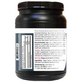 Viva Doria Virgin Activated Charcoal Powder, Hardwood Derived, Food Grade, 16 Oz, (1 Pound)