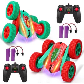 PULLAFUN 2PACK Remote Control Car RC Stunt Car for Kids,2.4Ghz High Speed Rock Crawler Vehicle,360 Rotating 4WD Off Road Double Sided Rotating Tumbling with 4 Rechargeable Battery.