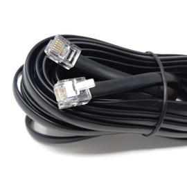 DRUT 5m, FLAT RJ12 to RJ12 6P6C Cable Lead Plug to Plug (RJ11 with 6 pin Wire) (16.5ft, Black)