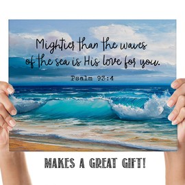 Psalm 93:4"Mightier Than The Waves of the Sea is His Love For You." Bible Verse Wall Print- Unframed 11 x 14 Color Print - Inspirational Gift for Family & Friends