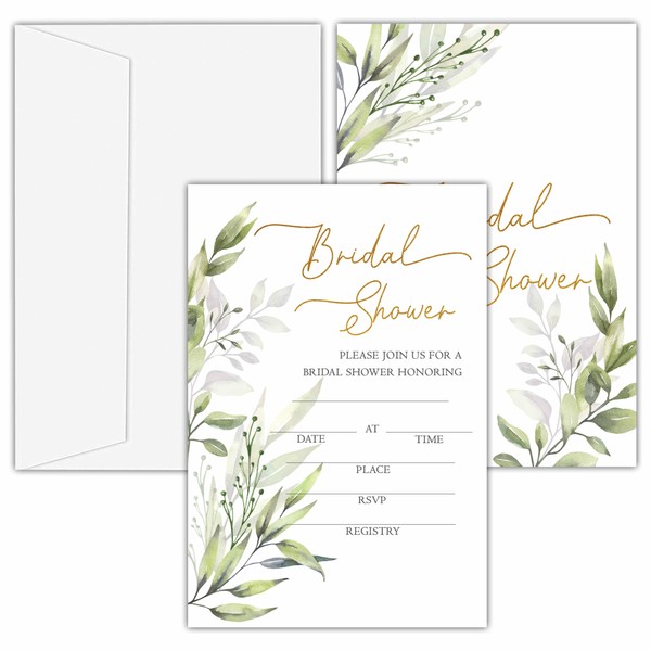 OXRUN OXRUN Bridal Shower Invitations, 25 Eucalyptus Invites with Envelopes