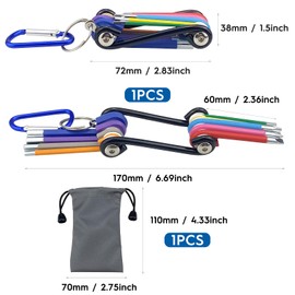 Irenwarl 9-Piece Foldable Hex Key Set, Professional Allen Key Set, Folding Hex Key Set, Pocket Key Set, for DIY, with Storage Bag
