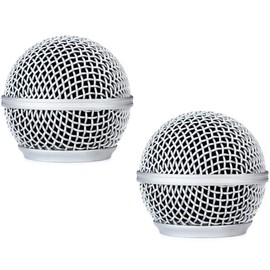 SM58 RK143G Replacement Grille for Shure BLX288/SM58 Digital Handheld Wireless Microphone System 2-Pack, with Windscreen, Silver Color, 2 Pack