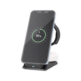 goobay 60217 3-in-1 Wireless Charger - Wireless QI Charging Station with up to 15 Watt Power for 3 Devices at the Same Time