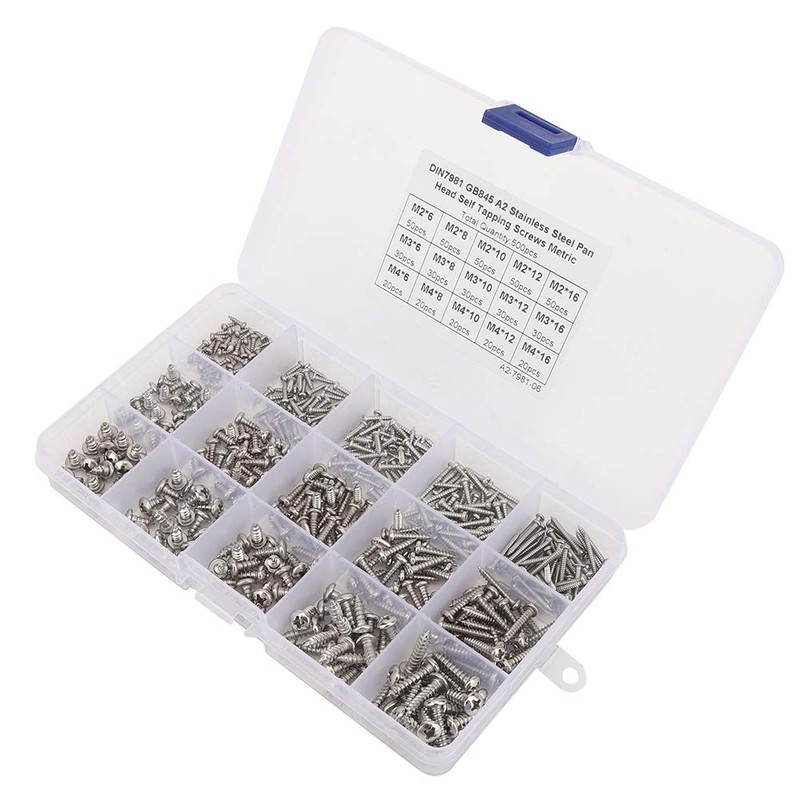 500pcs Phillips Head Micro Screws, M2 M3 M4 Assorted Screw