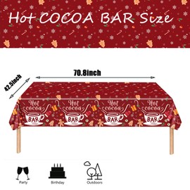 Akide Hot Cocoa Bar Tablecloth 3 Pack Disposable Christmas Table Cloth Rectangle for Christmas Party Winter Wonderland Birthday Baby Shower It's Cold Outside New Year Party Decorations (Red)