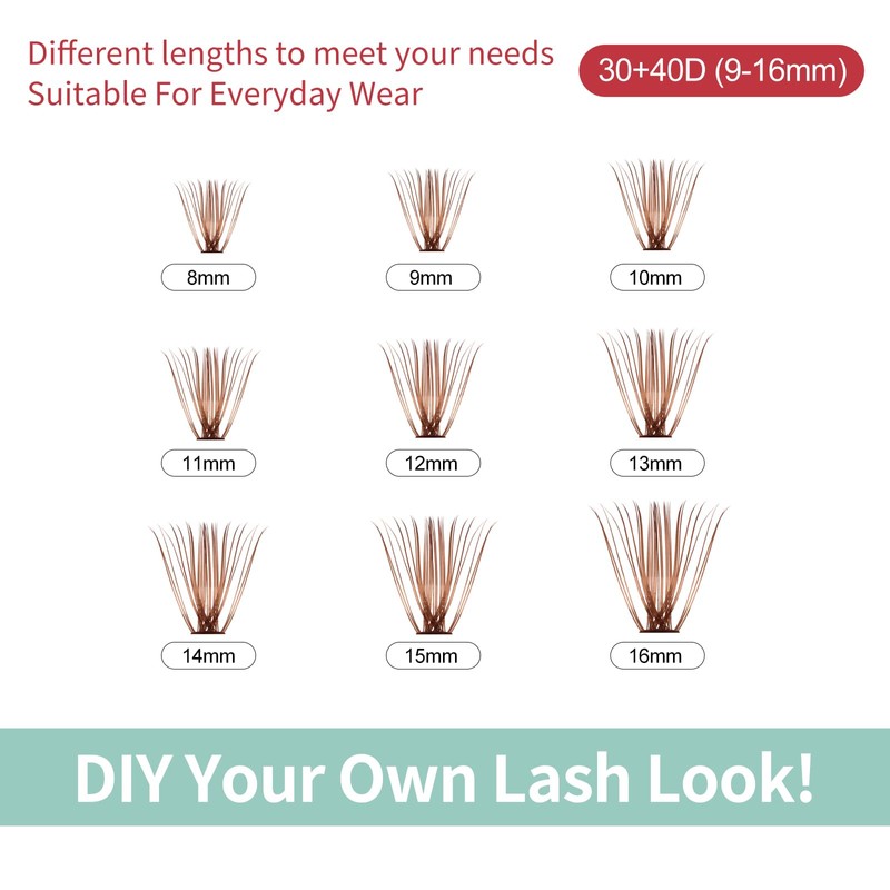 FADVAN Cluster Eyelash Extensions 280 Pieces Curl D Eyelashes Individual
