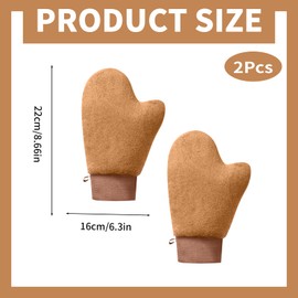 LEBKFT 2 Pack Self Tanning Mitt with Thumb - Ultra Soft Sunless Tanner Applicator Glove for Streak-Free Fake Tan, Easy & Even Application (brown)