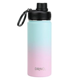 DRINCO Stainless Steel Water Bottle Spout Lid Vacuum Insulated Double Wall Water Bottle Wide Mouth (40oz 32oz 22oz 18oz 14oz) Leak Proof Keeps Cold or Hot (18 oz, 18oz Macaron)
