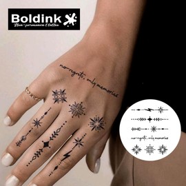 Boldink Temporary Tattoos, semi permanent tattoos, 15-day long lasting tattoo sticker, waterproof and anti-reflective, unique design(Finger Tattoo 29)
