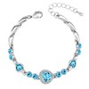 Women Heart Cut Crystal Rhinestone Simulated Aqumarine White Gold Plated