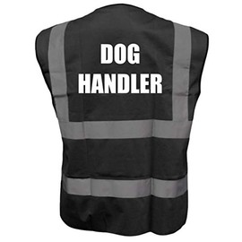 Dog Handler Printed Black Hi Vis Vest/Waistcoat, Security Officer, Security Guard Bouncer, Doorman, Events, Medium