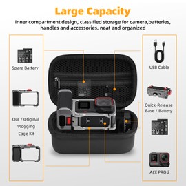 BRDRC Carrying Case for Insta360 Ace Pro 2/Ace Pro Xplore Bundle Kit, Portable Small Storage Bag Hard Shell Battery Travel Case with Wrist Strap Carabiner Insta 360 Ace Pro 2/Ace Pro Accessoires
