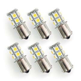 RV Lighting 1156-CW13M6 Value Pack of 6 Cold White LED Bulb with 13 SMD 5050 & BA15S Bayonet Connector