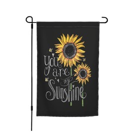 JPKIROZR Sunflower you are my sunshine black yard Decoration sided garden flag party outdoor flags bunting decorative flags banner, 12''x18''