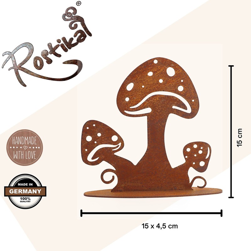 Rostikal Herbstdeko Pilze 15 cm Gartendeko Rost Balkon Deko Pilz