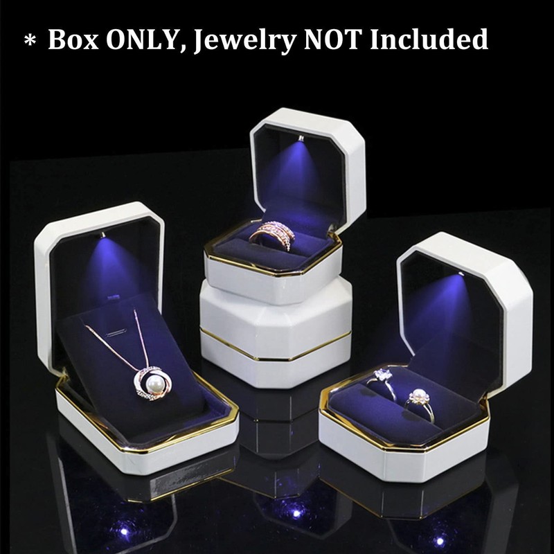 AVESON Luxury Ring Box, Square Velvet Ring Holder Case Jewellery