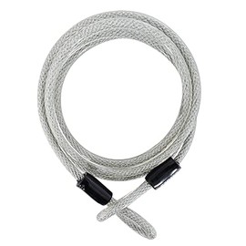 Oxford LK191 Double Loop Vinyl Coated Multi-Stranded Braided Steel Security Cable. 2.5m x 12mm, Silver, 12mm x 2500mm