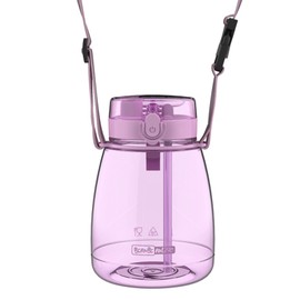 Big Belley Cute Water Bottle with Straw 45oz Outdoor Picnic Waterbottle Cute Large Capacity Transparent WaterWater Jug, Adjustable Shoulder Strap (Purple)