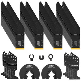 AMZBSAW 100 PCS Oscillating Tool Blades, 6 Types Saw Blades for Soft Metal Nails and Wood Plastic, Professional Multi Tool Blades Kits Fit Bosch Dewalt Ryobi Milwaukee