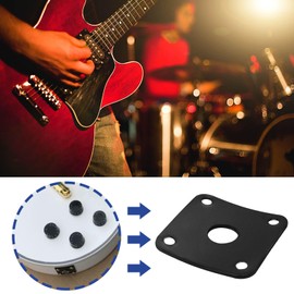 YINETTECH Square Electric Guitar Socket Cover Sheet Metal Socket Cover Plate 35x35mm Aperture 10mm with Screws Compatible with Gibson Les Paul Fits 1/4" Jack Color Black