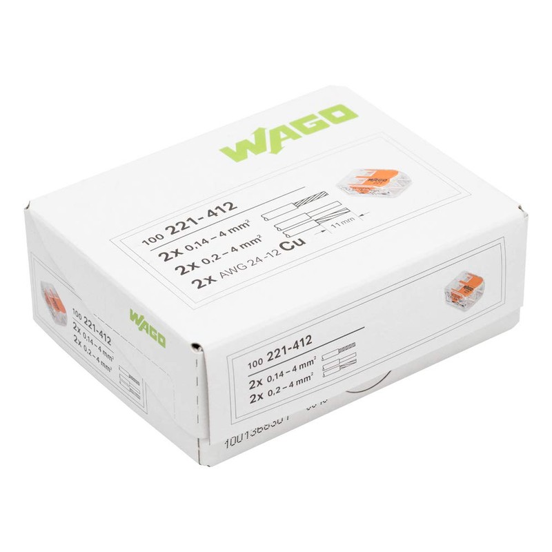 WAGO 221-412 Pluggable Terminal Block, 2 Ways, 450 V, 32