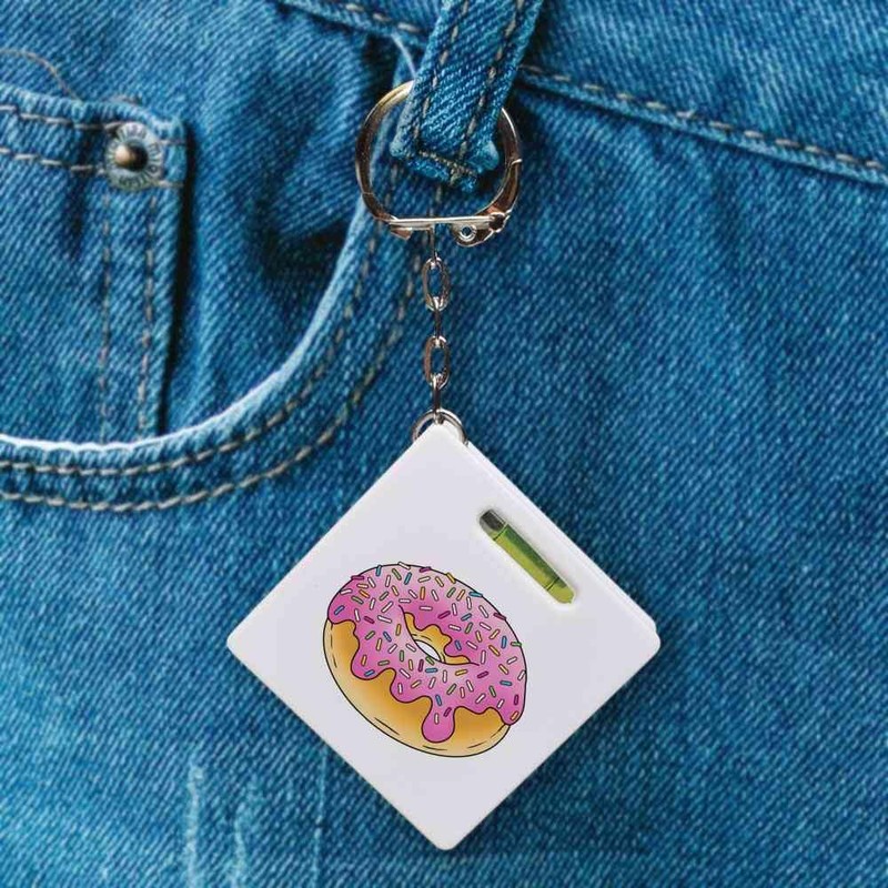 'Pink Sprinkle Doughnut' Keyring Tape Measure/Spirit Level Tool (KM00042005)