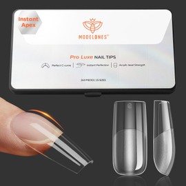 modelones Pro Luxe Instant Apex Nail Tips 15 Sizes, Medium Square Gel x Nail Tips Pre-building & Pre-etched Thicker Strength Acrylic Fake Nails Full Cover 240 Pcs