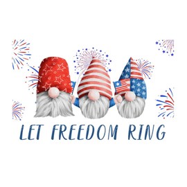 Vinyl Wall Quotes Stickers Let Freedom Ring' Gnome Creative Words Letter Stickers Wall Art US Flag Fourth of July Wall Decals Stickers for Nursery Laptop Backdrops Cups 22in