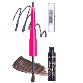 Lápiz y gel para cejas 2 en 1, Lápiz Retráctil para Cejas, Rellena, Define y Peina, Textura Cremosa Fácil Deslizamiento, Alta pigmentación, impermeable, Más de 12 horas de duración (Black)