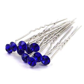 MontCherry Brand Royal Blue Stud Crystal Diamante Wedding Bridal Prom Hair Pins 10 Pins by Trendz