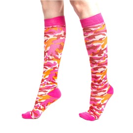Howard's Knee High Medical Compression Socks 15-20mmHg for Women & Men (S/M, Pink Camo)