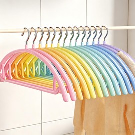 14 Pack Metal Hangers, No Shoulder Bump Non-Slip Curved Sweater Hangers, 16.5 Inch Wide Multi-Color Space Saving Heavy Duty Hangers for Closet, Shirts, Pants, Coats, Jackets & Suits