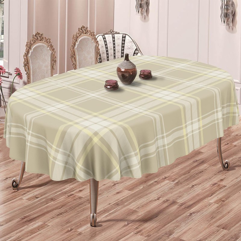 uwdfnwuif Plaid Oval Tablecloth Farmhouse 60"x102" Waterproof Table Cloth Washable