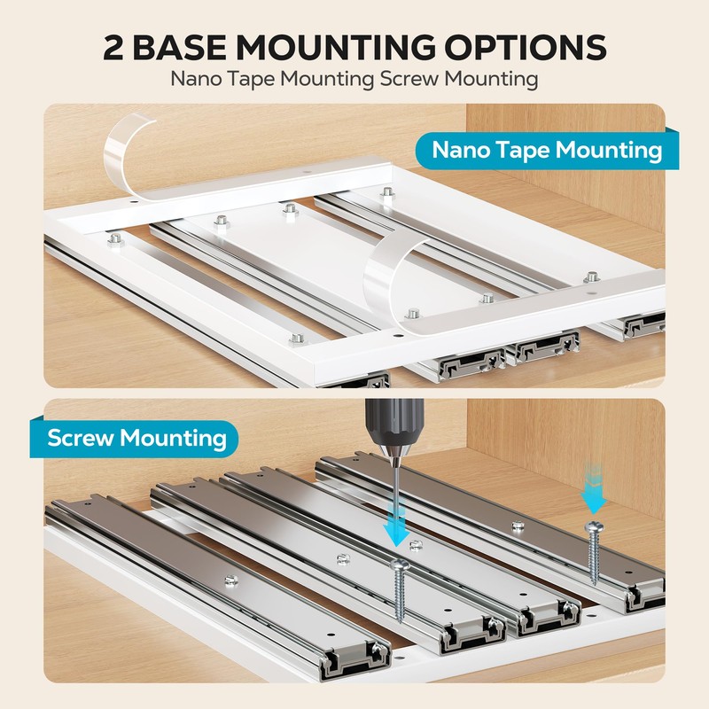 Nieifi Pull Out Spice Rack Organizer, 2 Tiers, White, Spice