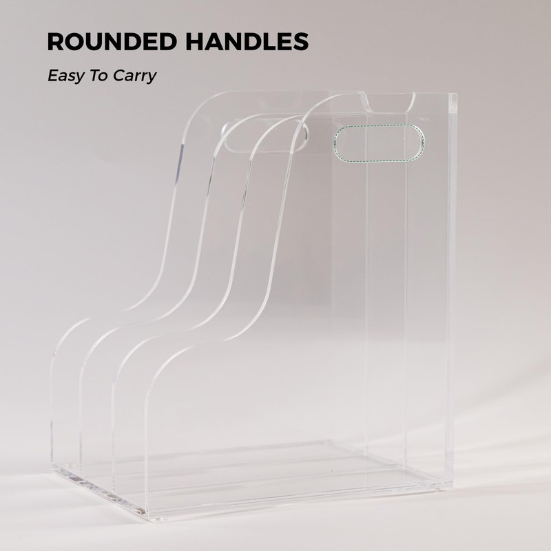 AIMOLLY 3 Vertical Compartments File Holder, Clear Acrylic Desk Organizer