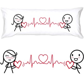 BoldLoft Love You Every Beat of My Heart Body Pillow Cover-Couple Gifts for 2 Year Anniversary Wedding Valentine's Day Birthday Love Pillow Covers Love Gifts for Him and Her 20x54 Body Pillow Case