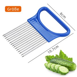 THETAG Onion Cutter, Vegetable Cutter Machine Shrendders & Slicer, Tomato, Onion Lemon Vegetable Slicer Cutting Aid Holder Guide Slicing Cutter Safe Fork (Blue)