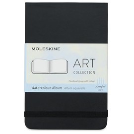 Moleskine 9 x 14 cm Pocket Art Collection Watercolour Album, Sketchbook Hard Cover and Elastic Closure Paper Suitable for Water, Colours and Watercolour Pencils, Colour Black, 60 Pages