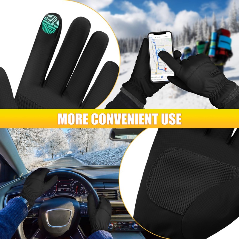 ihuan ihuan Winter Waterproof Ski Gloves Men Women, Snow Warm
