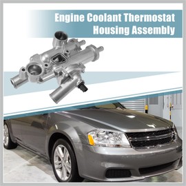 RATCHROLL Upgraded Aluminum Thermostat Housing Assembly for Chrysler 200 Sebring for Dodge Avenger Caliber for Jeep No.68003582AB Engine Coolant Thermostat Housing Replacement Car Parts