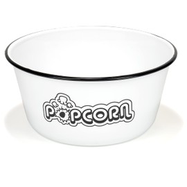 Red Co. Set of 2 Extra Large Enamelware Metal Classic 4 Quart Mixing & Serving Popcorn Bowls, White/Black Rim