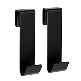 SimplyHooks Shower Door Hooks, Black, 2 Pack, Shower Towel Hook, Shower Door Hook for Frameless Glass Shower Door 3/8"(10mm) - 3" Hook