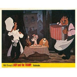 Lady and The Tramp Original Lobby Card 1963 Classic Spaghetti Scene Dogs Dining